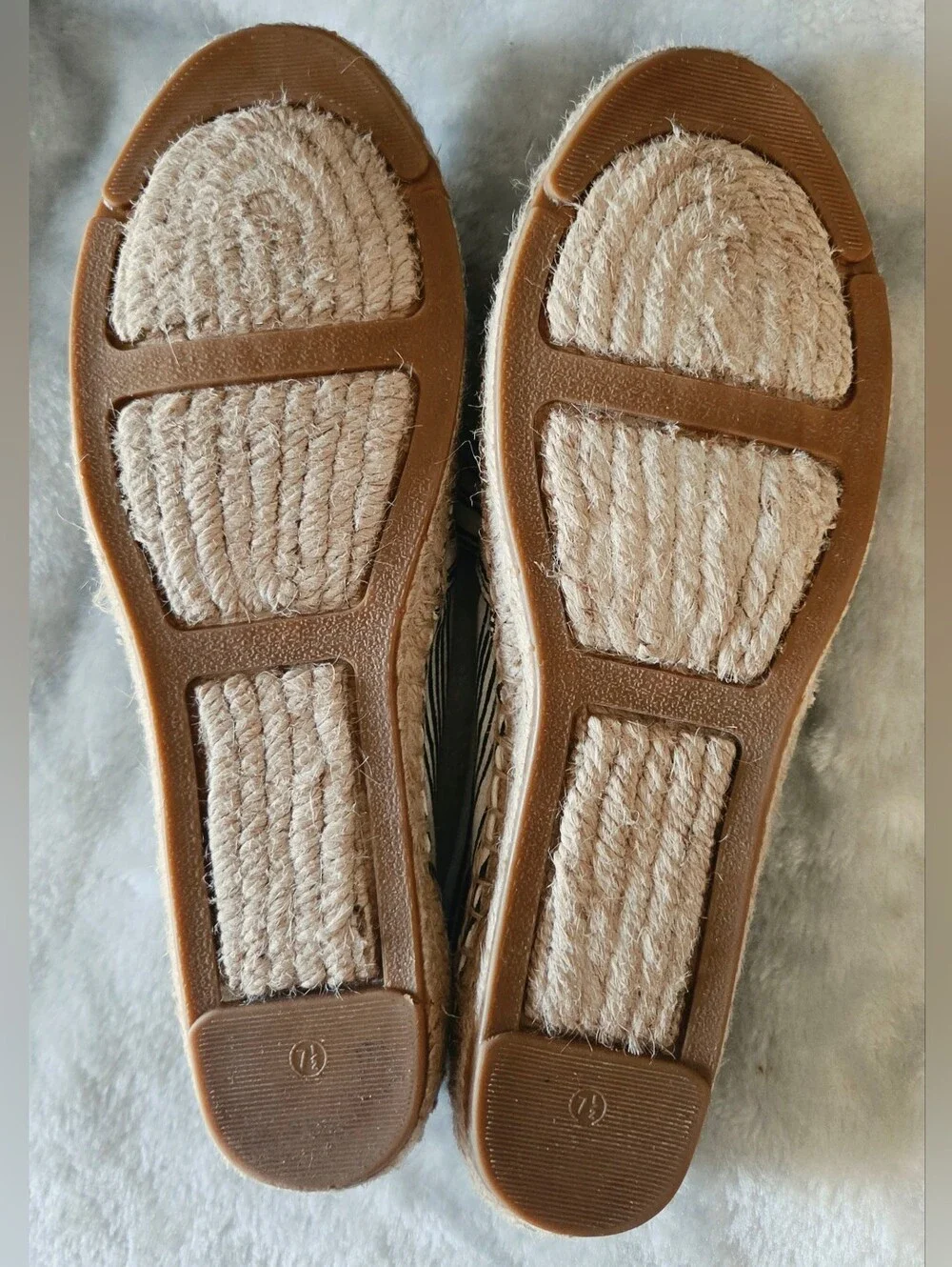Tory Burch Black and White Striped Canvas Espadrille